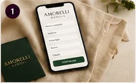Celular exibindo o cadastro Amorelli Renova